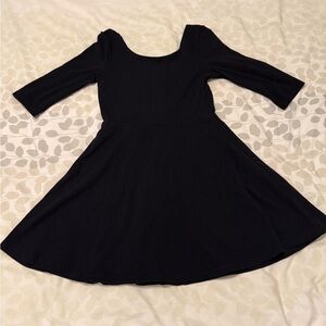 Express Black Fit and Flare Dress with 3/4 Sleeves